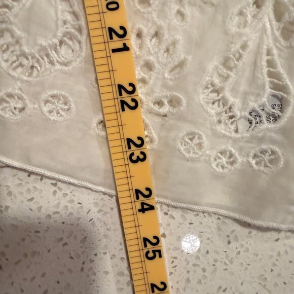 Johnny Was Jade White Embroidered Eyelet Silk Cotton Boho Long Sleeve Top Medium - Picture 10 of 10